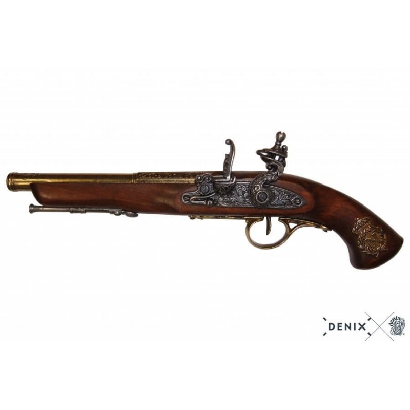 Pistolet à silex (gaucher) France 18ème siècle. Denix