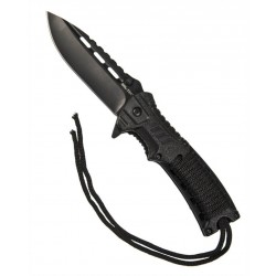Couteau One-Hand Paracord Avec Silex Noir